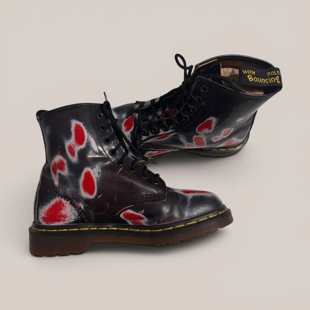 Dr. Martens 1460 8 Eye Boots UK6 US 8 Women Red Blue Rub Off Leather Punk
